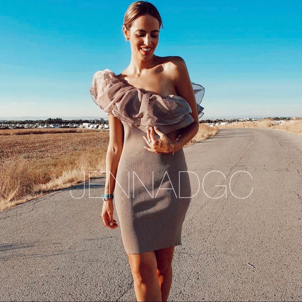 Zara One Shoulder Organza Ruffle Dress NWT - Picture 9 of 16
